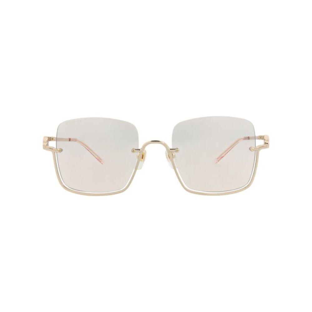 Gucci Square-Frame Metal Sunglasses Gold Womens
